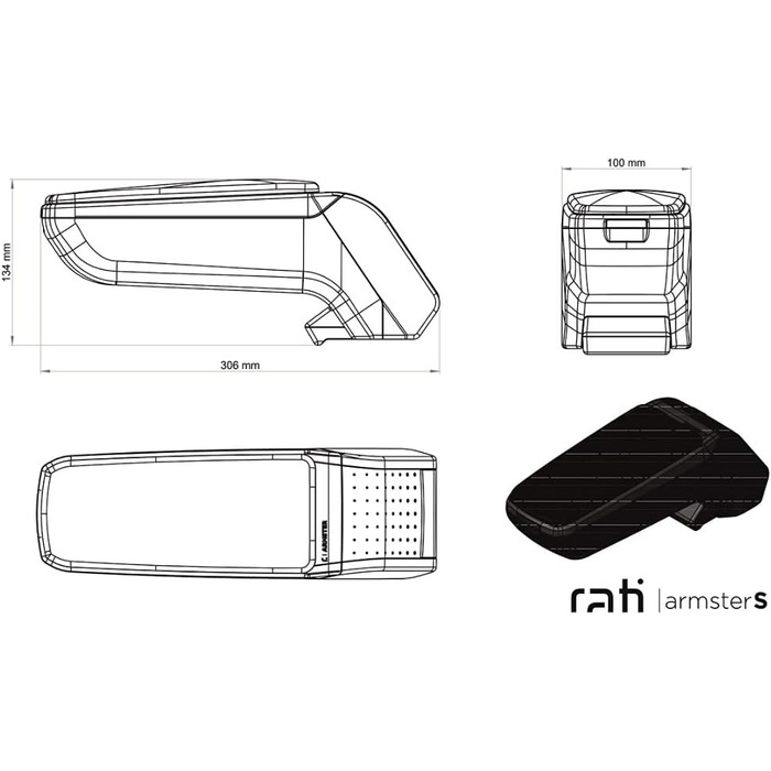 Підлокітник Rati Armster S, підходить для CITROEN C3 AIRCROSS 2018-2021 I Центральний підлокітник з відсіком для зберігання I Підходить для центральної консолі