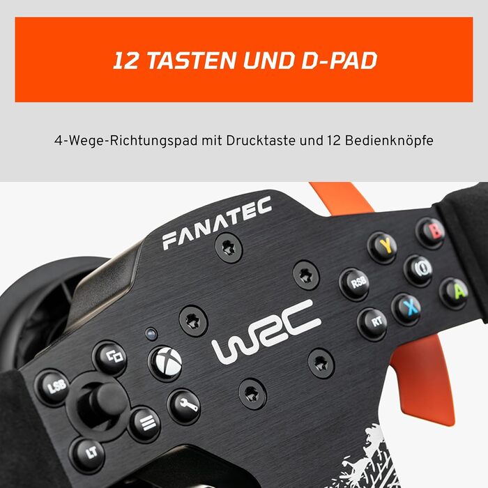 Офіційно ліцензоване кермо FANATEC CSL Elite для симулятора ралі WRC Xbox оббивка з алькантари, світлодіодна смужка RevStripe, знімні підрульові перемикачі, технологія Plug-and-Play для ПК, Xbox Series XS, Xbox One