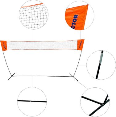 Сітка для бадмінтону Victor Easy - багатофункціональна сітка для вулиці з регульованою висотою, 350 * 155 Easy Net