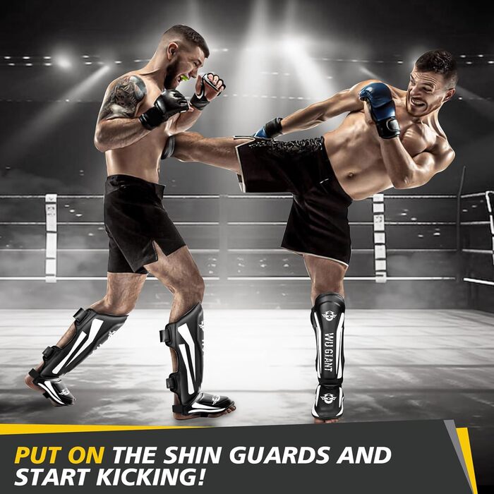 Щитки для гомілок NZQXJXZ для кікбоксингу та муай-тай, регульовані захисні накладки на ноги із захистом підйому стопи, спорядження для тренувань з бойових мистецтв, ММА та спарингу
