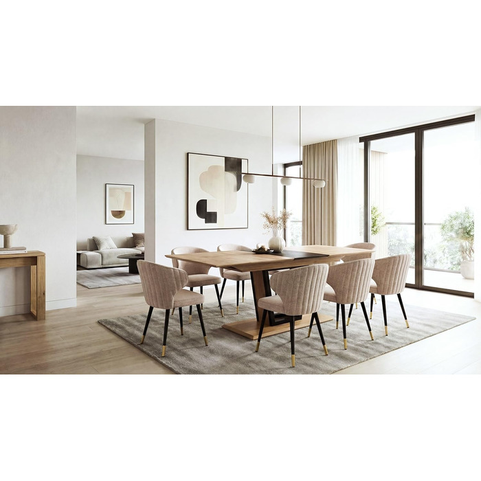 Розсувний обідній стіл Newroom до 200 см кольору Wild Oak Anthracite - Сучасний обідній стіл - 160-200 x 76 x 90 см (Ш x В x Г) - Розсувний стіл із синхронізованим механізмом висування - Їдальня, Кухня, Вітальня