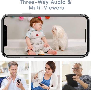 Монітор ARENTI з камерою 2K/3MP, 5 дюймів Wi-Fi Відеоняня PTZ 355, ІЧ нічне бачення, нічне світло, колискові, відображення темпера