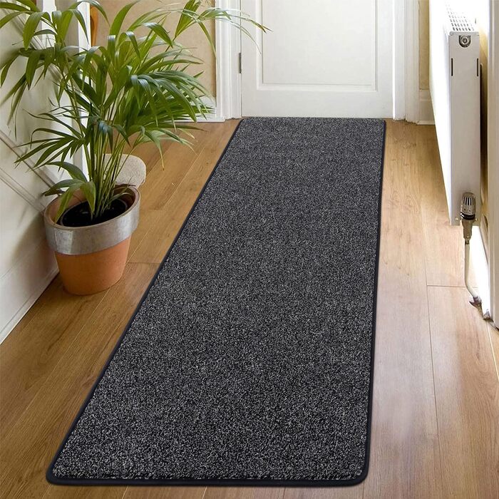 Килимова доріжка SHACOS 60x180 см, нековзка доріжка для передпокою, м&39який кухонний килимок, можна прати, сучасна доріжка для передпокою для кухні, входу, вітальні, чорний/сірий 60x180 см сірий/чорний