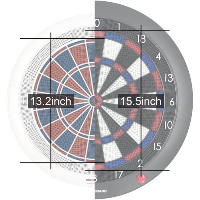 Дошка для розваг GranBoard 132, турнірні розміри, чорний, білий, червоний, зелений