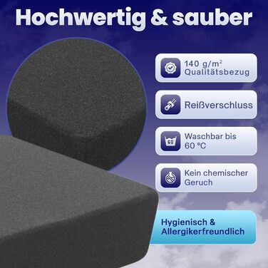 Розкладний матрац для гостей Arensberger Amalia 90x200 см 16 см надтовстої гелевої піни NANOCELL Матрац-кушетка та підлога Складаний матрац із сумкою для перенесення Ліжко для кемпінгу та подорожей 90 x 200 см