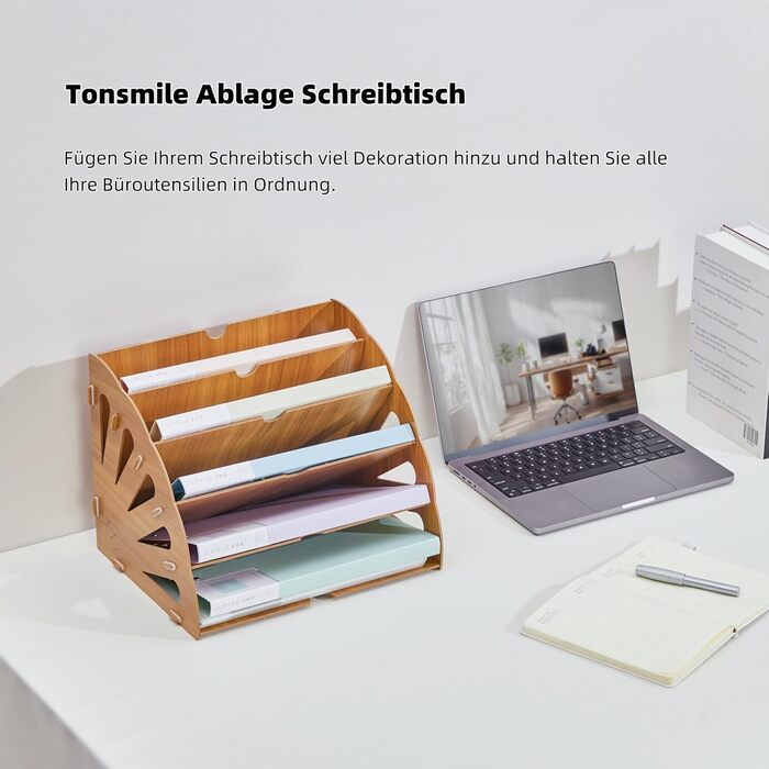 Дерев&39яний лоток для документів, лоток для листів А4 з 5 відділеннями, настільний органайзер для файлів, лоток для паперу, система зберігання файлів, тримач для документів для офісу, тип B