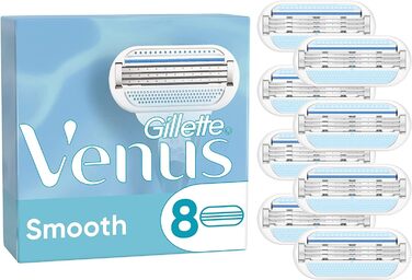 Леза для бритви Gillette Venus Smooth, жіночі, 8 змінних лез для жіночих бритв з 3-складним лезом 8 шт. (1 упаковка) Старі