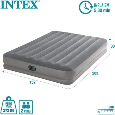 Надувний матрац Intex 64114E Dura-Beam Standard Prestige Fiber-Tech розмір Queen вбудований електричний насос USB висота 30,5 см вантажопідйомність 272,2 кг Надувний матрац середньої висоти Queen