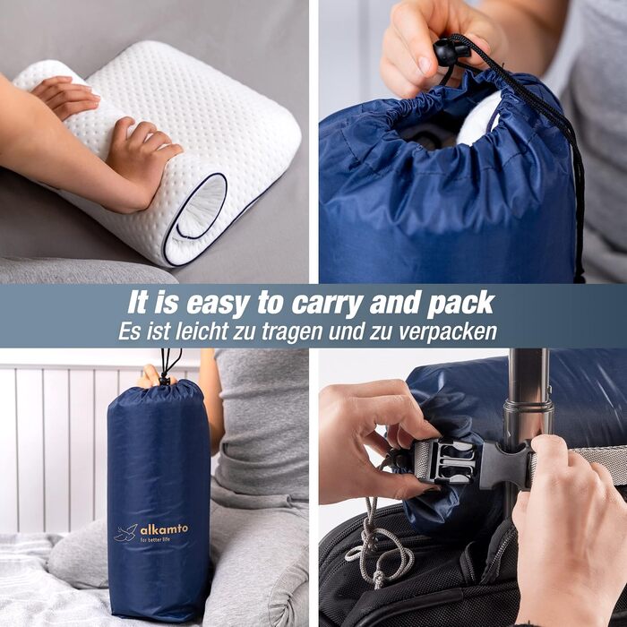 Ергономічна дитяча подушка 66x33 Oeko-Tex Memory Foam Flat дитяча подушка для дітей та малюків від 2 років (60 x 33 x 6 см) (60 x