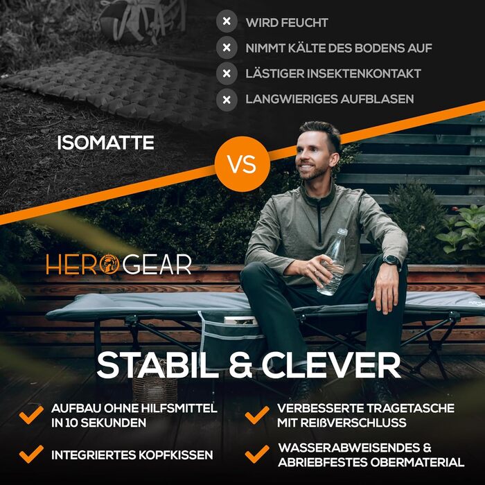 Розкладне похідне ліжко зі зручним бавовняним наповнювачем інтегрована подушка та матрац Гостьове ліжко Туристичне ліжко Пляжний шезлонг Садовий шезлонг Дорожнє ліжко Розкладне ліжко для дорослих Розкладне ліжко 190 x 67 см Кам&39яно-сірий