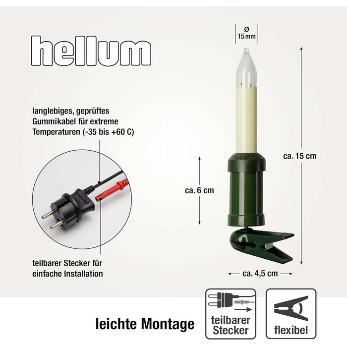 Свічник для ялинки 20 лампочок hellum