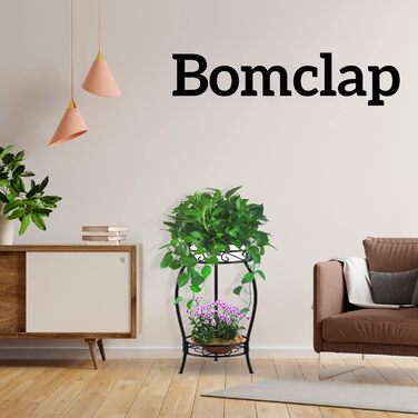 Металева підставка для рослин Bomblap, підставка для квітів 48 см, 2-рівнева підставка для квіткових горщиків, тримач для квіткових горщиків для використання в приміщенні та на вулиці, чорна кругла