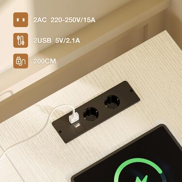 Кутовий письмовий стіл ODK з 4 шухлядами, 135100 см L-подібний стіл з розеткою та портом зарядки USB, двосторонній стіл з місцем для зберігання для домашнього офісу, білий колір 135 100 см