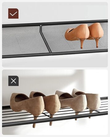 Взуттєва полиця, для зберігання взуття, 5 рівнів, велика площа поверхні, регульовані дротяні полиці, компактна для передпокою, металева, індустріальний стиль, вінтажний коричневий-чорний LBS038B01 Вінтажний коричневий чорний 5 рівнів (28 Г x 75 Ш см)