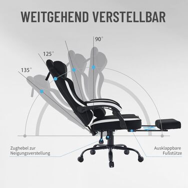 Ергономічне ігрове крісло PixelPilot Дихаюча тканина Крісло з підставкою для ніг, підголівником та поперековою опорою, ігрове ПК-крісло Широке сидіння Офісне крісло вантажопідйомністю 150 кг (Nebula, чорний) Black Nebula