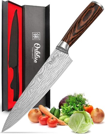 Професійний ніж ORBLUE 8 Chef Knife - ніж з нержавіючої сталі з нековзною ергономічною ручкою, гострий кухонний ніж, ніж для шеф-к