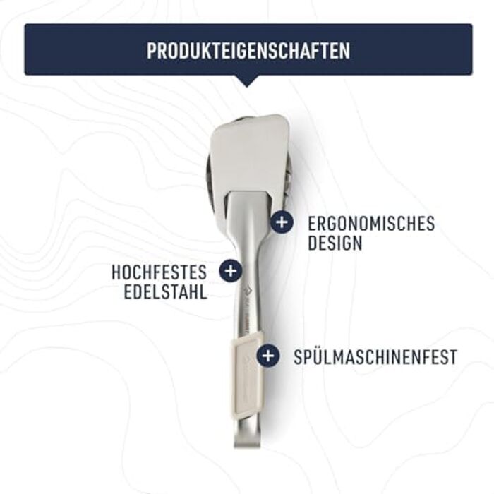 Набір столових приборів Detour з нержавіючої сталі - 1 особа, 3 предмети - ніж для кемпінгу виделка ложка та магнітний силіконовий тримач - без BPA - високоякісні столові прибори для кемпінгу з нержавіючої сталі - 135 г