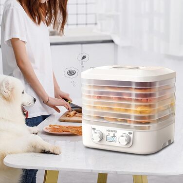 Дегідратор RANJIMA з 5 лотками для запасів, дегідратор для їжі Дегідратор з регулятором температури 3570C Таймер дегідратора Сушарка для харчових продуктів М'ясо Овочі Фрукти