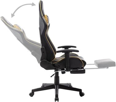 Геймерське крісло, ергономічне офісне крісло з регульованою підставкою для ніг, висока спинка для комп&39ютерних геймерів, чорно-золота штучна шкіра з підставкою для ніг.