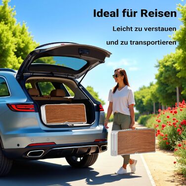 Стіл-валіза Wiltec з 2 лавками, дерев&39яний дизайн, алюміній, 90x66x70 см, розкладний кемпінговий стіл, група сидінь, кемпінгові меблі, вуличний кемпінговий стіл, складаний, 90 x 66 x 70 см