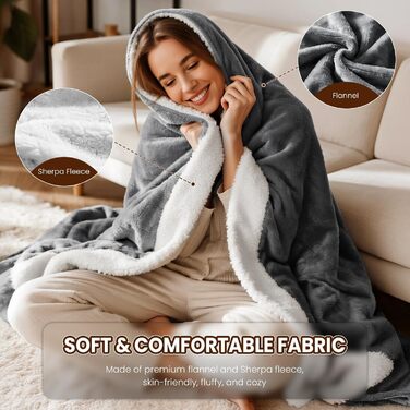 Електрична ковдра з підігрівом XXL 200x180 см, з автоматичним вимкненням, 6 режимів нагріву, для ліжка та дивана, із захистом від перегріву, можна прати 200180 см