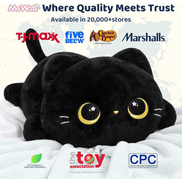 Плюшева іграшка Mewaii Чорна Кішка, м'яка подушка, 33 см