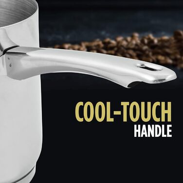 Індукційний горщик мокко з нержавіючої сталі ROSMARINO 300 мл - сучасний турецький кавник Cezve з 3-шаровою сталевою основою (300