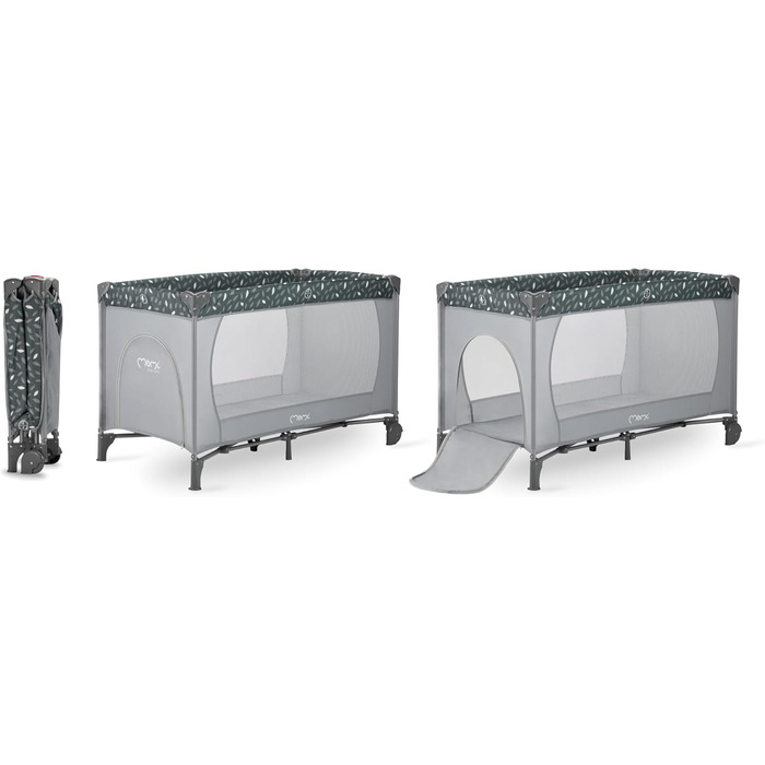 Дитяче ліжечко Momi BELOVE для дітей вагою до 15 кг, Ш65 x Д125 x В78 см (складається 21 x 23 x 80 см), дитяче ліжечко з матрацом, 2 колеса, сумка для транспортування сірого кольору