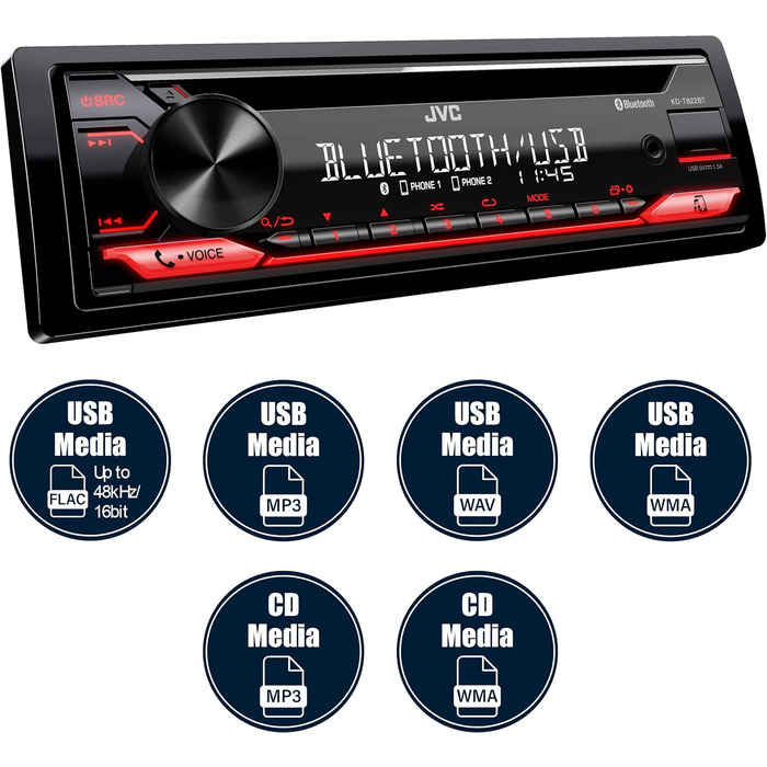 Автомобільна стереосистема CD/MP3 з Bluetooth/USB/AUX-IN, 822BT -