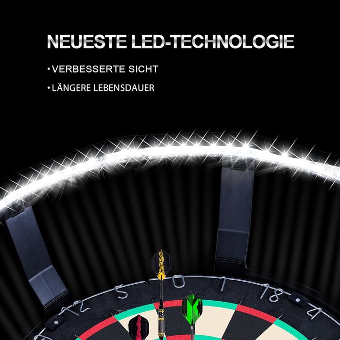 Підсвічування мішні для дартсу Яскраве світлодіодне освітлення на 360 градусів Система підсвічування мішні для дартсу Швидке встановлення без інструментів Підходить для 18-дюймових мішень для дартсу Аксесуари для дартсу