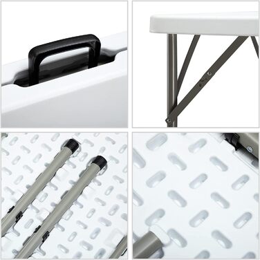 Розкладний стіл HollyHOME, квадратний, 87 см, кемпінговий стіл, розкладний стіл, водонепроникний, садовий стіл, балконний стіл, портативний розкладний стіл, обідній стіл для кухні, барбекю, кейтерингу, вечірки, білий, 87 см * 87 см