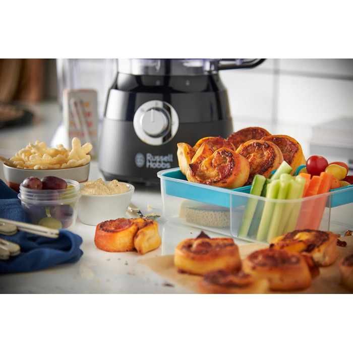 Кухонний комбайн Russell Hobbs Multi Міксер/Блендер/Подрібнювач/Різак/Мішалка Кухонний комбайн Matt Black (змішування, нарізка та решітка тощо, аксесуар, безпечний для посудомийної машини, 600 Вт)24732-56 Кухонний комбайн чорний