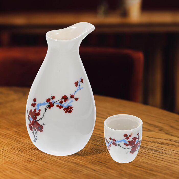 Набір для саке SAFIGLE з кераміки чайник та 8 чашок. Традиційний японський посуд для чаю та вина, ідеальний подарунок для особливих випадків.