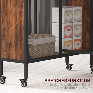 Розкладний обідній стіл HOMCOM, мобільний розкладний стіл з відкритою полицею, обідній стіл, кухонний стіл для невеликих приміщень, кухня, їдальня, 130 x 80 x 74 см, рустикальний коричневий