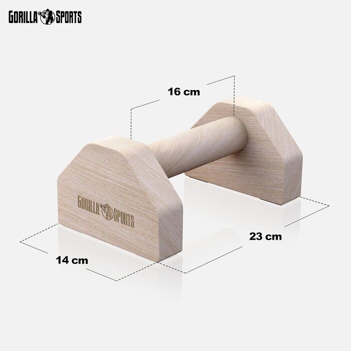 Ручки для віджимань GORILLA SPORTS - Комплект з 2 шт., дерев&39яні, нековзні, вантажопідйомність до 300 кг, вкл. сумку для перенесення - Обладнання для калістеніки, Паралети, Ручки для стійки на руках, Турніри для віджимань, Поперечини для віджимань
