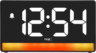 Цифровий будильник TFA Dostmann з підсвічуванням настрою, 60.2051, градієнт кольорів або 8 кольорів, 4 рівні яскравості, будильник з повтором, легко читається, функція зарядки, чорний