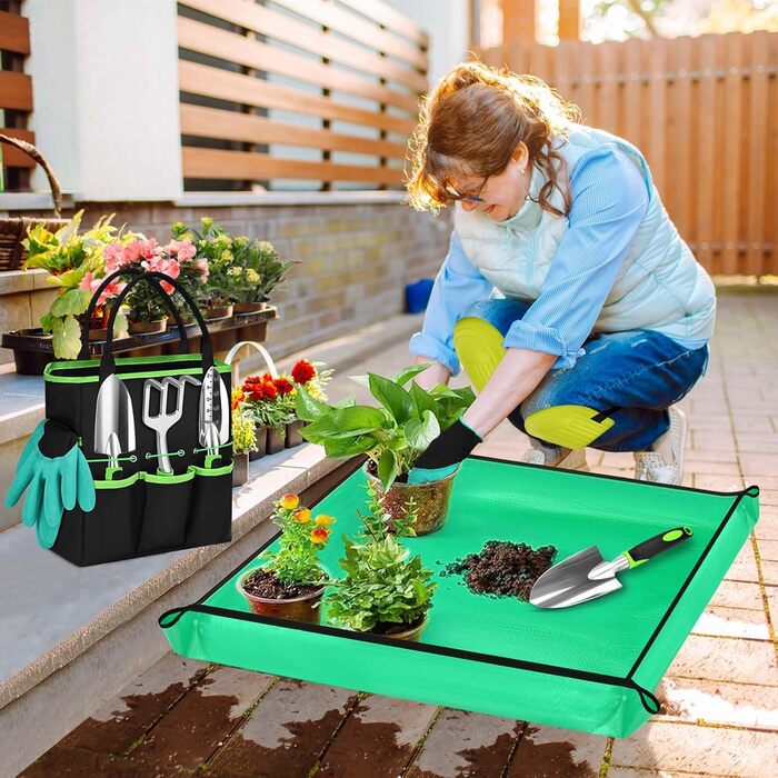 Набір садових інструментів Gartenwerkzeug, 12 предметів міцний комплект для саду з довговічною садовою лопатою, килимком для пересадки рослин, сумкою для зберігання ідеальний подарунок для жінок, чоловіків та любителів садівництва