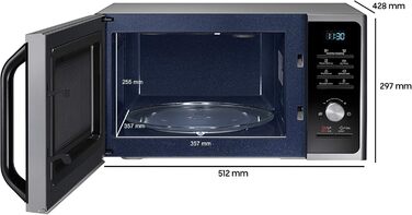 Мікрохвильова піч Samsung MS2BF303TAS/EG, 1000 Вт, простір для приготування їжі 28 л (дуже великий), ширина 51,2 см, розморожування потужністю розморожування, 26 автоматичних програм, Silver Single