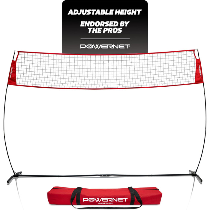 Волейбольна сітка PowerNet – окремостояча портативна, регульована, для приміщень та вулиці, складна рама, ідеальна для подачі та тренувань