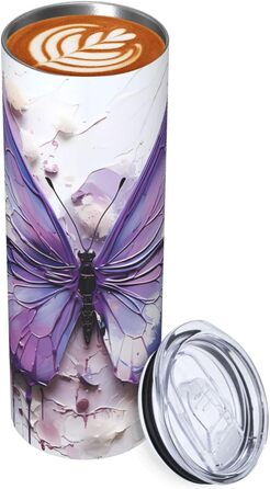 Кухоль з прямою трубочкою, олійний живопис, метелик, друк, підходить для кемпінгу, офісу та дому, 590 мл