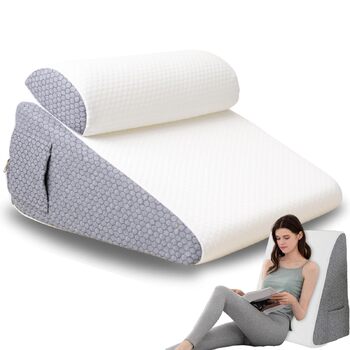 Подушка-клин для сну, подушка-клин для читання для ліжка та дивана, як подушка для ніг або спини, рефлюксна подушка для ліжка та дивана, клин для матраца для дорослих, клин для рефлюксної подушки (біла)