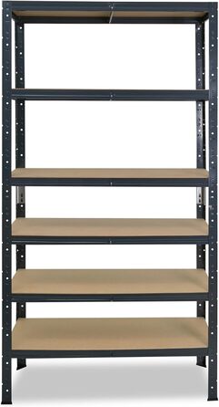 Надміцний домашній стелаж, антрацитовий/металевий стелаж з 6 полицями/металевий стелаж для підвалу, гаражний стелаж, стелаж для майстерні або стелаж для зберігання/змішаний металевий стелаж з вантажопідйомністю 145 кг В 200 см / Ш 100 см / Г 40 см, 200x10