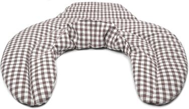 Подушка для шиї та шийного відділу хребта - шия плечі спина - коричнево-біла - подушка з органічної спельти - подушка для шиї з підігрівом - подушка з органічного зерна спельти для шиї та плечей