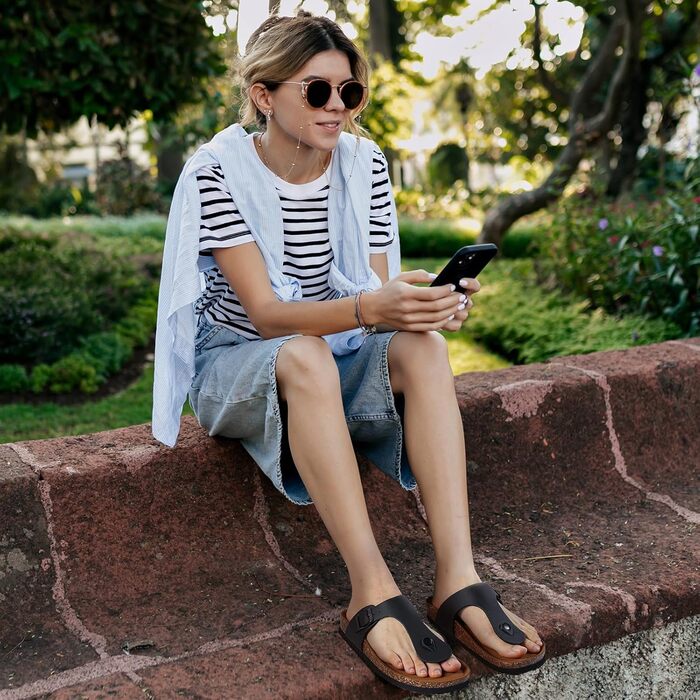 Жіночі шльопанці Torotto Thong, капці, спортивні сандалі з корковою устілкою та регульованим ремінцем, розмір 40 EU, чорні