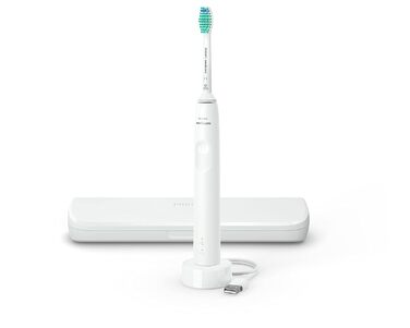 Електрична зубна щітка Philips Sonicare Sonic серії 3100 із вбудованим датчиком тиску, SmarTimer і QuadPacer, HX3673/13 біла
