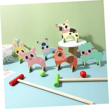 Набір іграшок Toyvian для гри в крокет із зображенням тварин для дівчаток з дерев&39яними молотками та м&39ячами. Креативна іграшка для всієї родини, як для дому, так і для вулиці. Сприяє розвитку координації та взаємодії рук і очей.