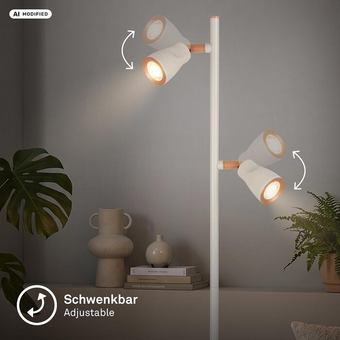 Стійка LED-лампа BRILONER, тепле біле світло, поворотна, колір світло-сірий/кавовий, 141,5 см