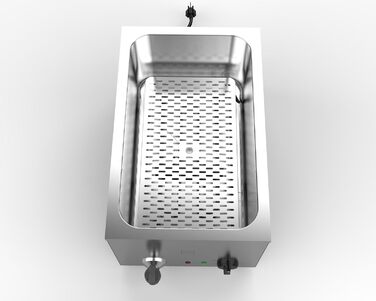 Професійна електрична паста-плита METRO, нержавіюча сталь, 25 л, 3200 Вт, 3 кошики, срібло