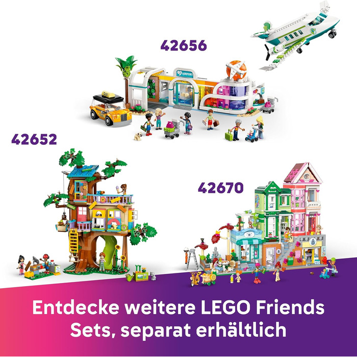 Кемпер LEGO Friends, набір для рольової гри з іграшковим караваном, подарунок для дівчаток віком від 7 років, креативний ігровий набір з 3 мініфігурками та фігуркою тварини-тхора 42663