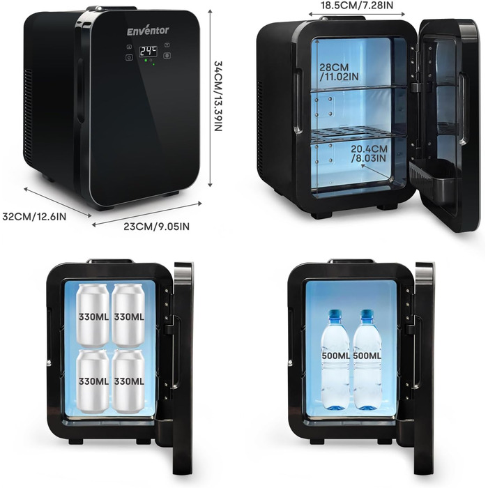 Міні-холодильник Enventor 10 літрів, охолоджувач і підігрівач, 220В змінного струму 12В постійного струму, портативний міні-холоди